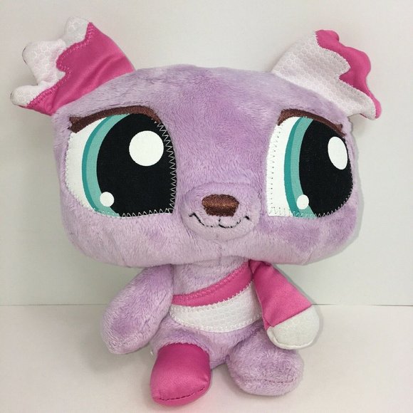 Littlest Pet Shop Plush Wackiest Dog Purple Pink Stuffed Animal Hasbro Big Eyes - Picture 11 of 12